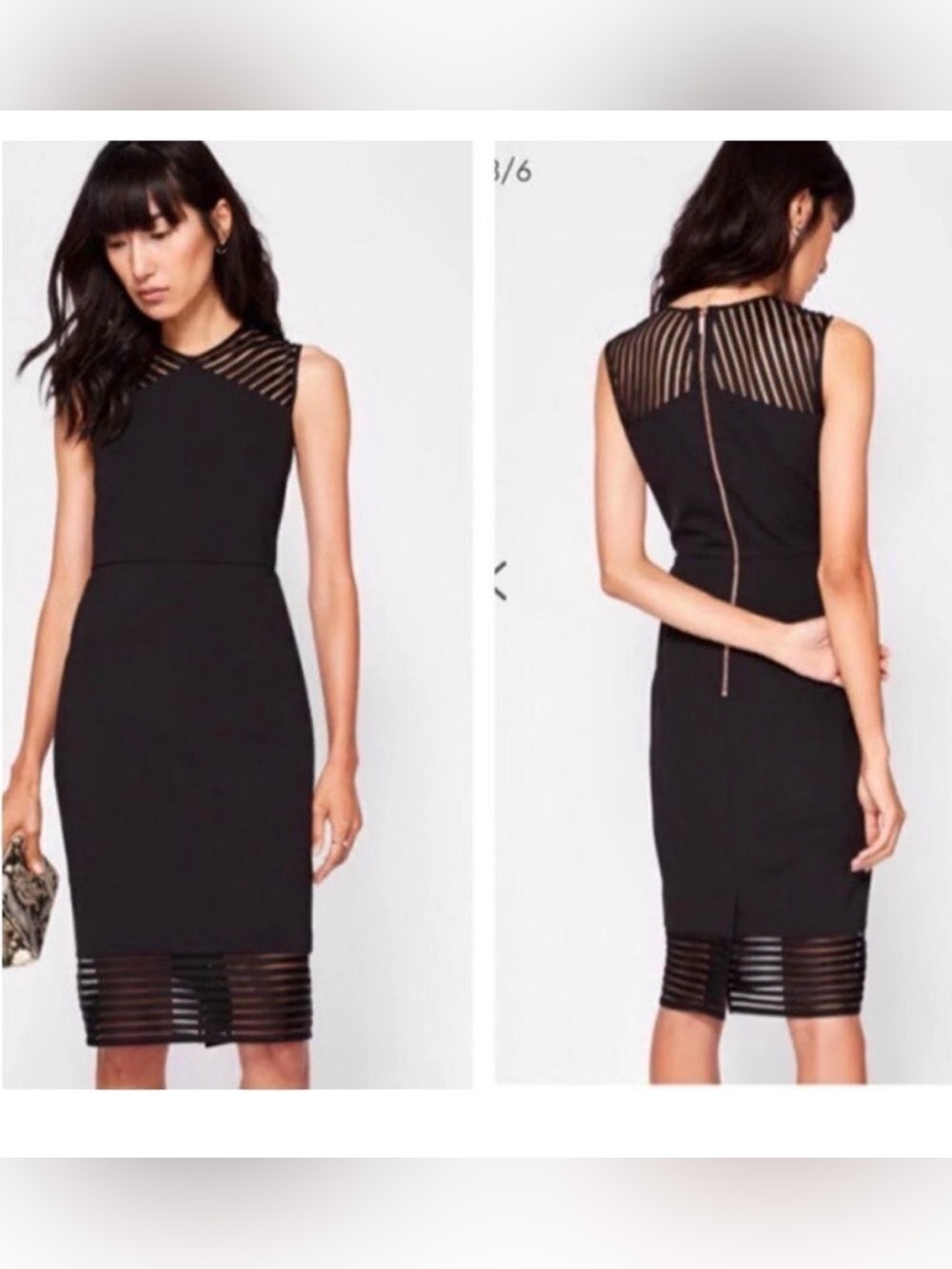 Ted Baker Black Sleeveless Lucette Dress with Mesh Stripe Insets. $248 retail - Picture 2 of 7